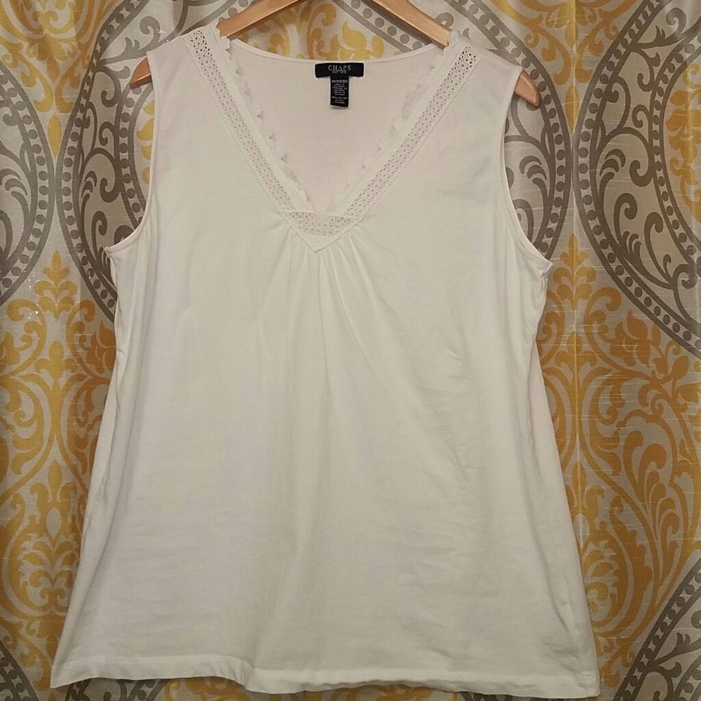 Chaps White Tank Top
